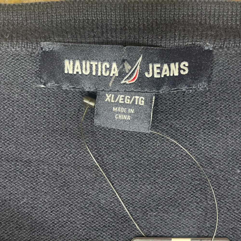 Nautica Jeans Women’s “Intarsia” Navy Blue Knit Boatneck Sweater NWT (O)